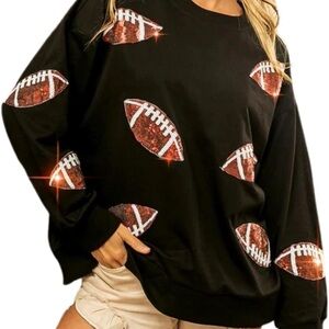 Black Sequin Football Print Women's Top
